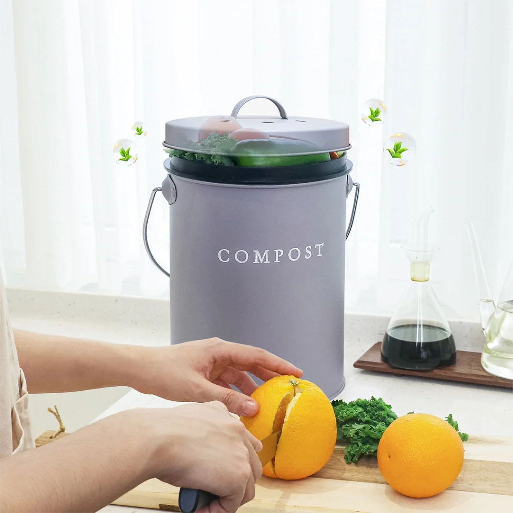 Finessy compost bin for stylish kitchen countertop waste storage